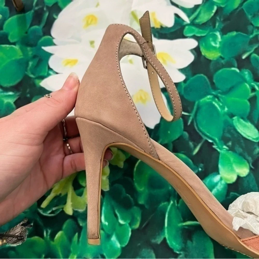 Steven By Steve Madden Anibell Peach Pink Leather Point Toe Heels Size 8.5